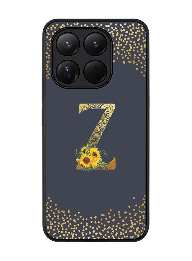 For Xiaomi 15T Case,Slim fit Camera Protection, Shockproof Thin Phone cover  - Custom Floral Monogram - Z  (Grey )